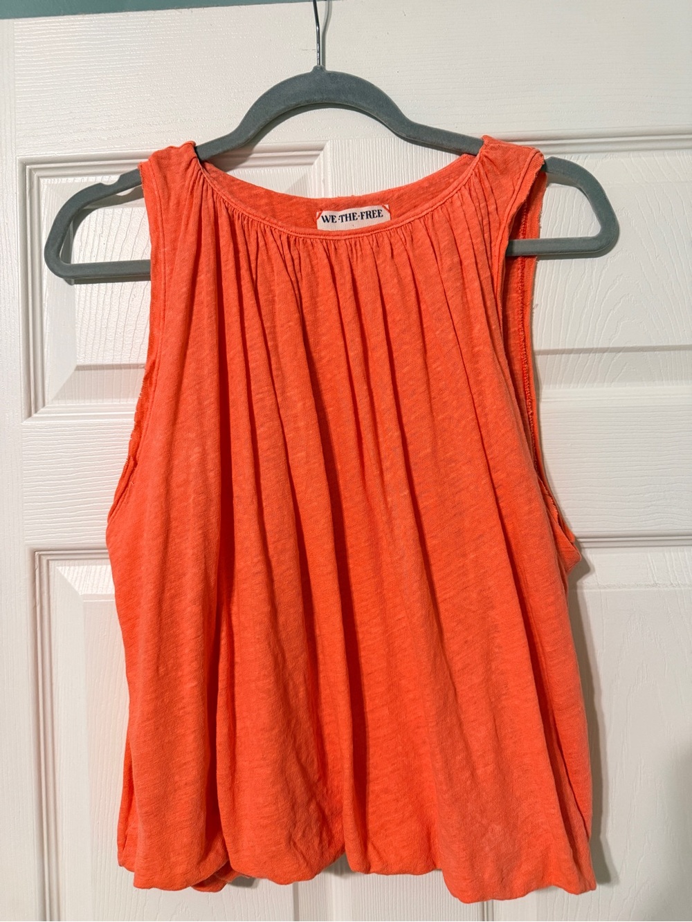 Free People Orange Pleated Sleeveless Tank